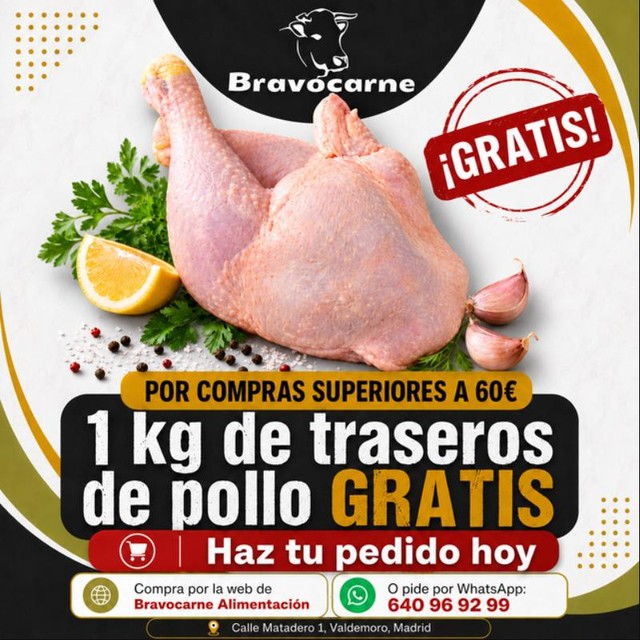1 kg de Traseros de Pollo GRATIS (compras +60€)